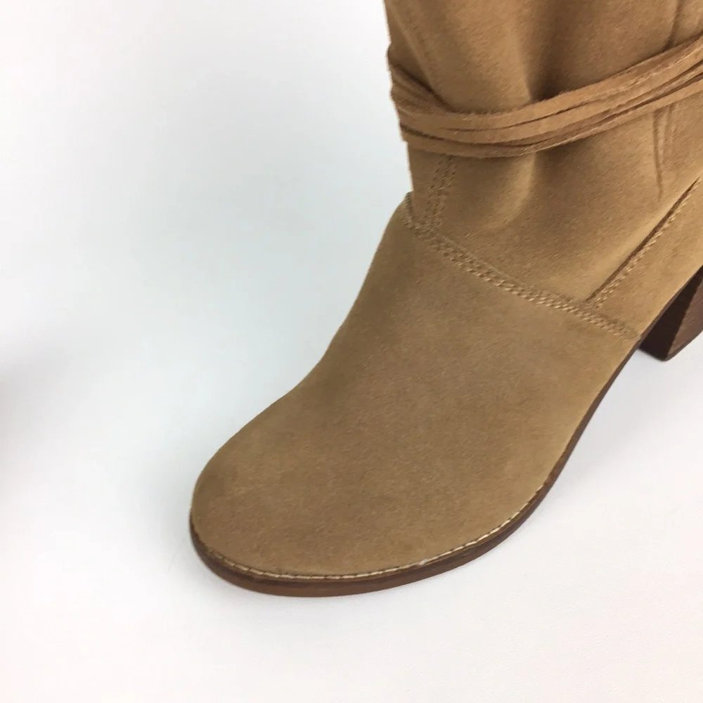 Toms Mila Toffee Suede Leather Ankle Wrap Bootie 8.5